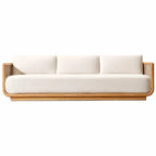 Teak Outdoor Sofa Set with Curved Woven Frames and Round Table