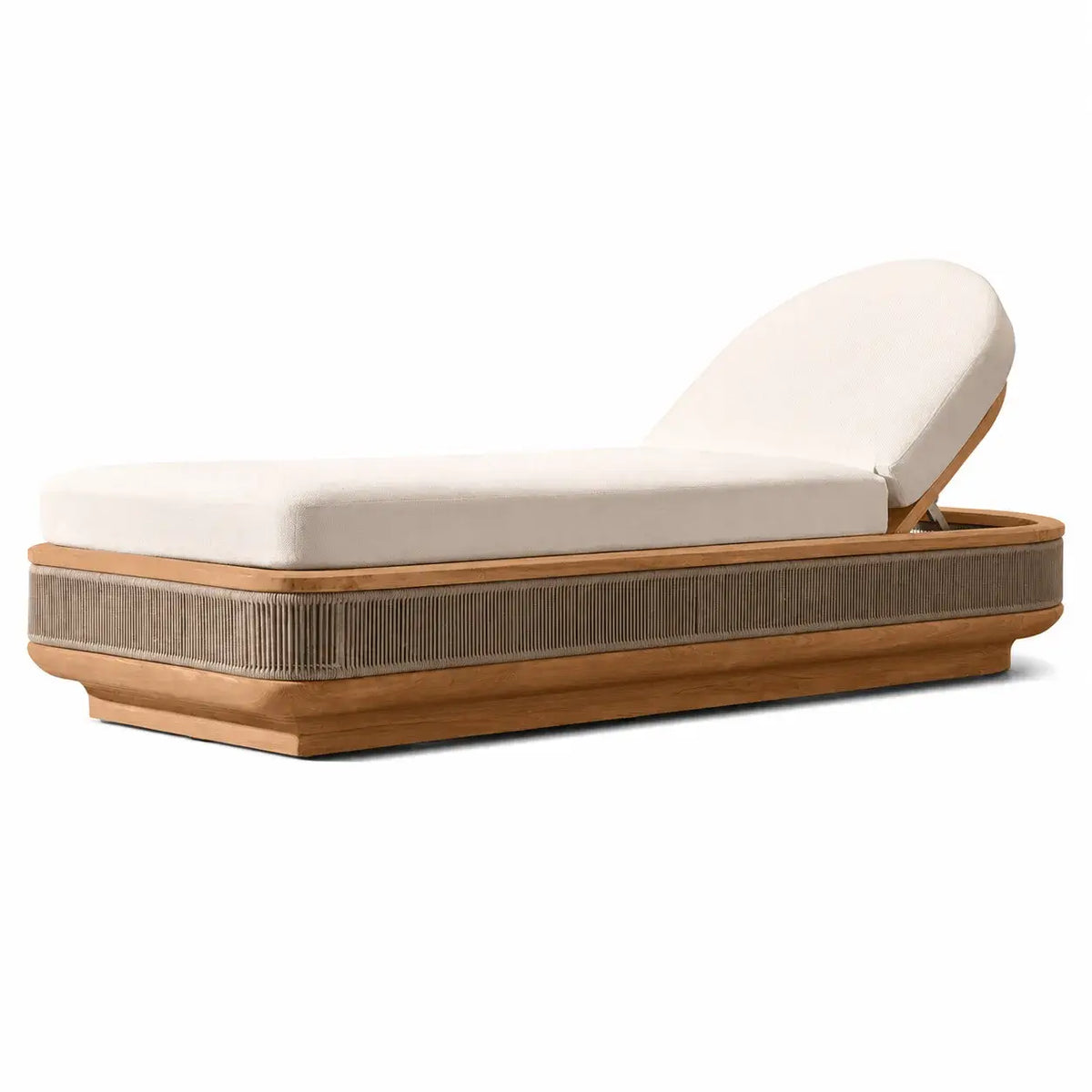 Teak Outdoor Sofa Set with Curved Woven Frames and Round Table