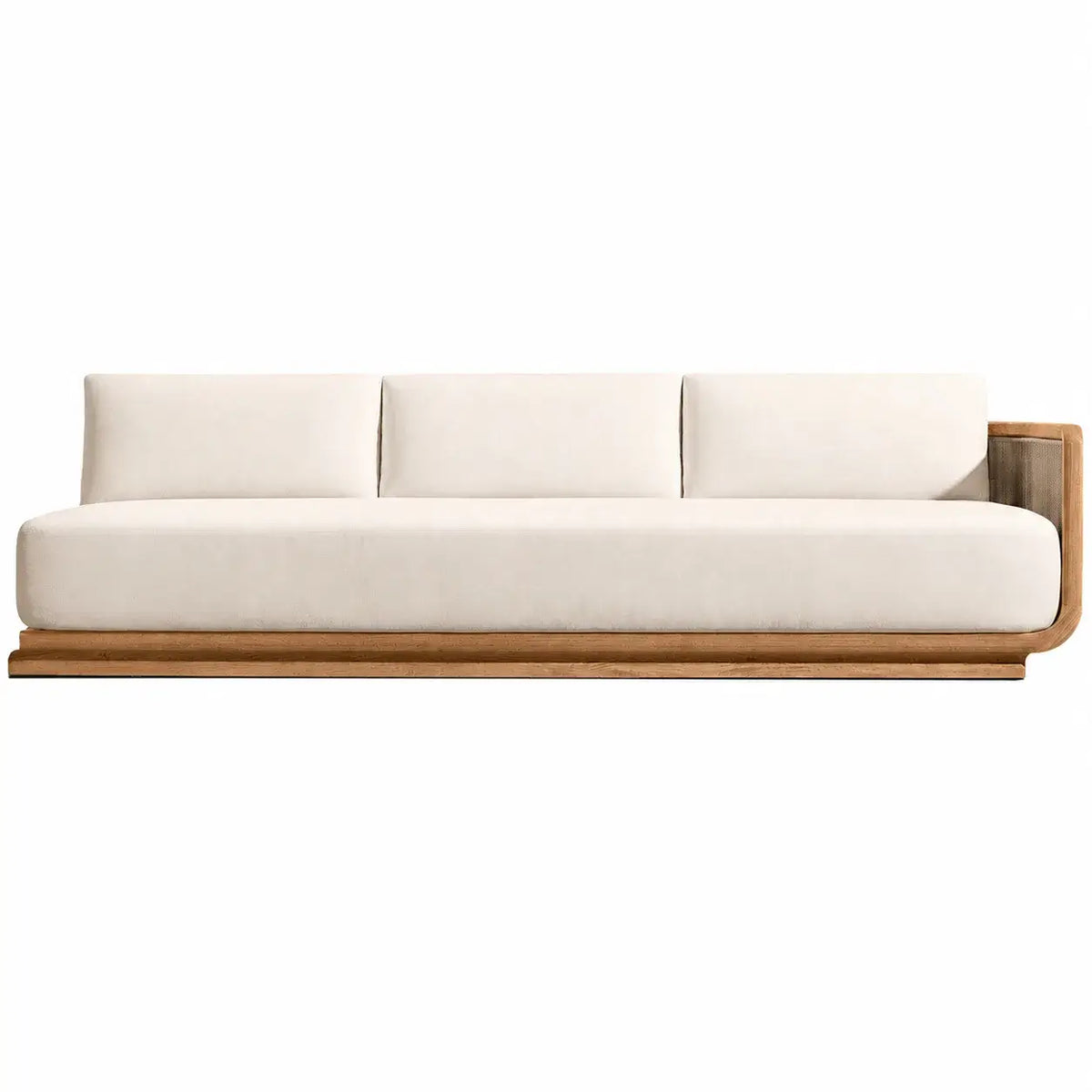 Teak Outdoor Sofa Set with Curved Woven Frames and Round Table