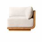Teak Outdoor Sofa Set with Curved Woven Frames and Round Table