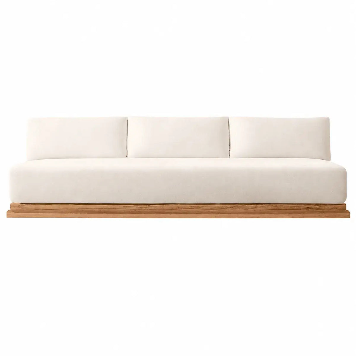Teak Outdoor Sofa Set with Curved Woven Frames and Round Table