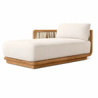 Teak Outdoor Sofa Set with Curved Woven Frames and Round Table