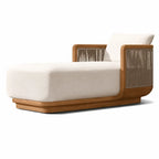 Teak Outdoor Sofa Set with Curved Woven Frames and Round Table