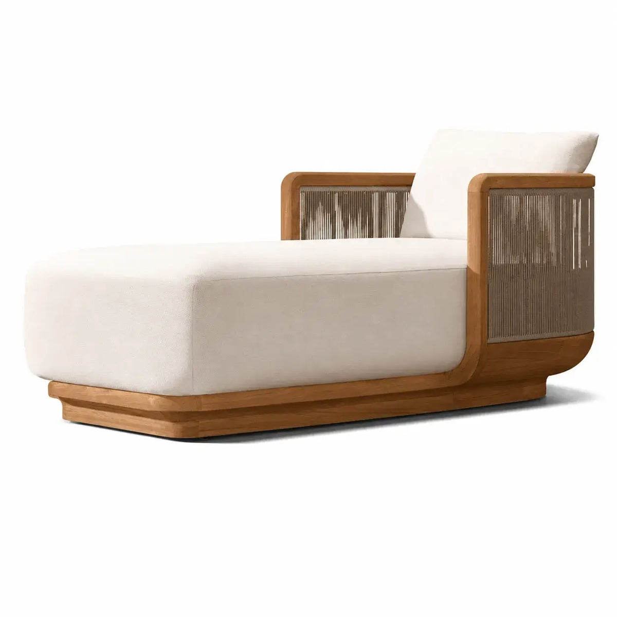 Teak Outdoor Sofa Set with Curved Woven Frames and Round Table