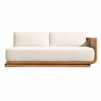 Teak Outdoor Sofa Set with Curved Woven Frames and Round Table