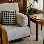 Teak Sofa Set with Deep Seats, Rounded Solid Wood Frame for Living Room