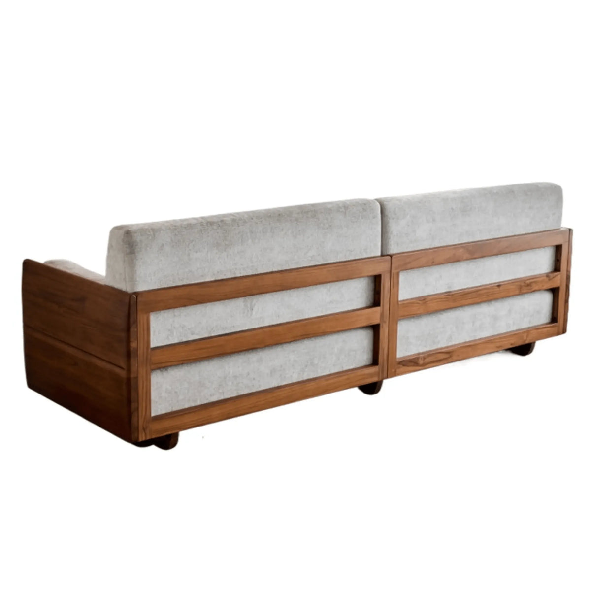 Teak Sofa Set with Deep Seats, Rounded Solid Wood Frame for Living Room