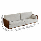 Teak Sofa Set with Deep Seats, Rounded Solid Wood Frame for Living Room Dimensions