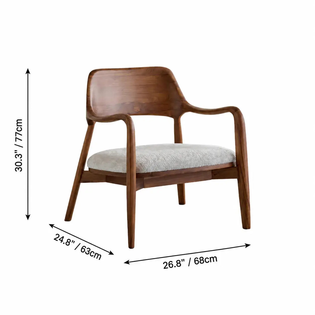 Teak Sofa Set with Deep Seats, Rounded Solid Wood Frame for Living Room Dimensions