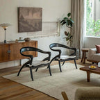 Teak Wood Comfy Accent Chair With Sherpa Fabric Cushion