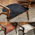 Teak Wood Comfy Accent Chair With Sherpa Fabric Cushion