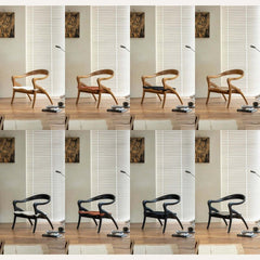 Teak Wood Comfy Accent Chair With Sherpa Fabric Cushion