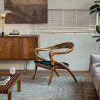 Teak Wood Comfy Accent Chair With Sherpa Fabric Cushion