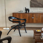 Teak Wood Comfy Accent Chair With Sherpa Fabric Cushion