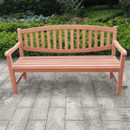 Teak Wood Outdoor Lounge Bench with Mortise-Tenon Frame, Classic Garden Park Seating