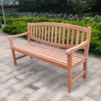 Teak Wood Outdoor Lounge Bench with Mortise-Tenon Frame, Classic Garden Park Seating