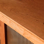 Tempered Glass Door Sideboard with Cherry Wood Finish