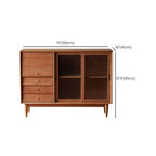 Tempered Glass Door Sideboard with Cherry Wood Finish