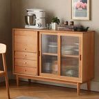 Tempered Glass Door Sideboard with Cherry Wood Finish Main Product Image