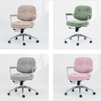 Textured Boucle Office Chair With Polished Aluminum Swivel Base
