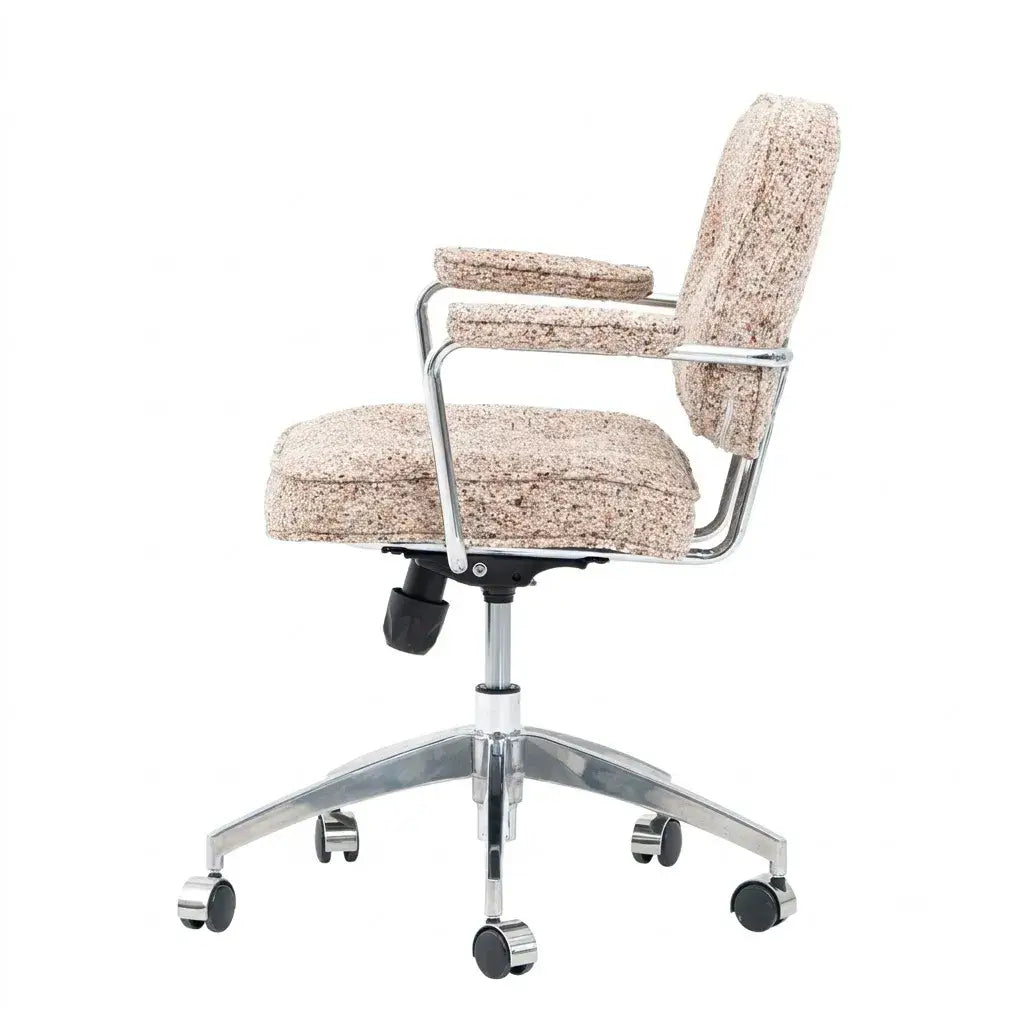 Textured Boucle Office Chair With Polished Aluminum Swivel Base