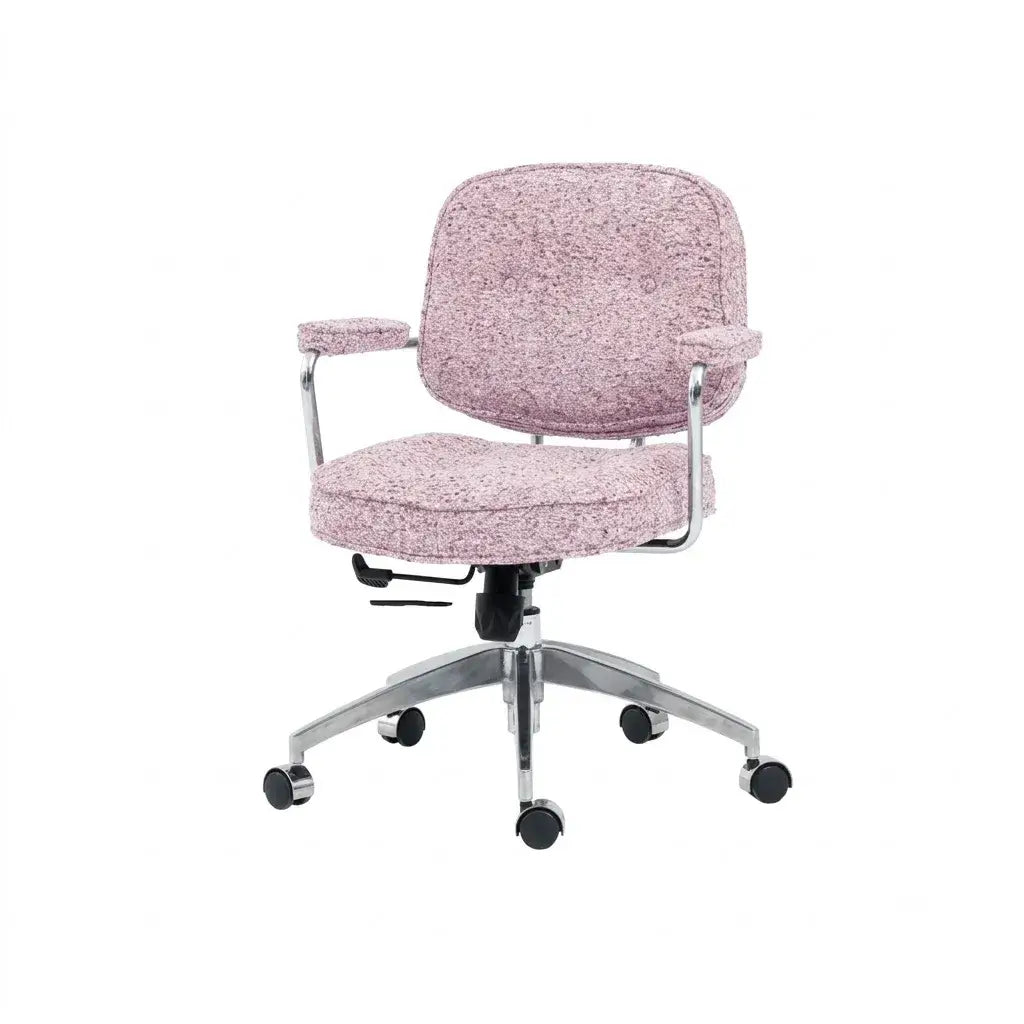 Textured Boucle Office Chair With Polished Aluminum Swivel Base