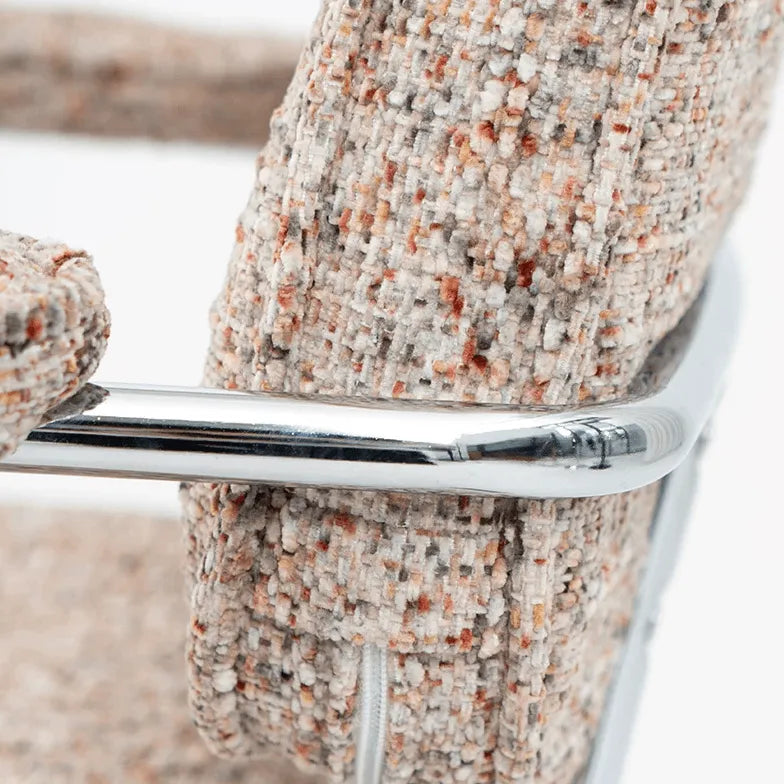 Textured Boucle Office Chair With Polished Aluminum Swivel Base