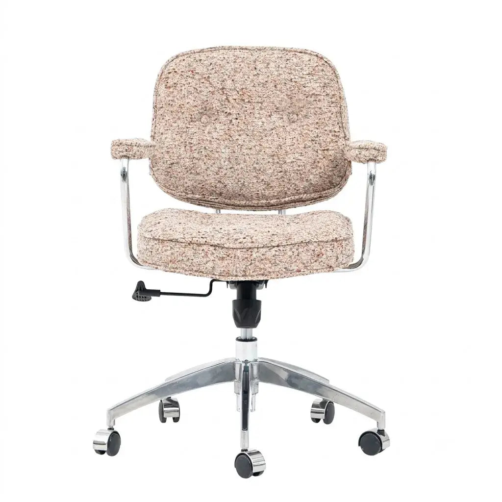 Textured Boucle Office Chair With Polished Aluminum Swivel Base
