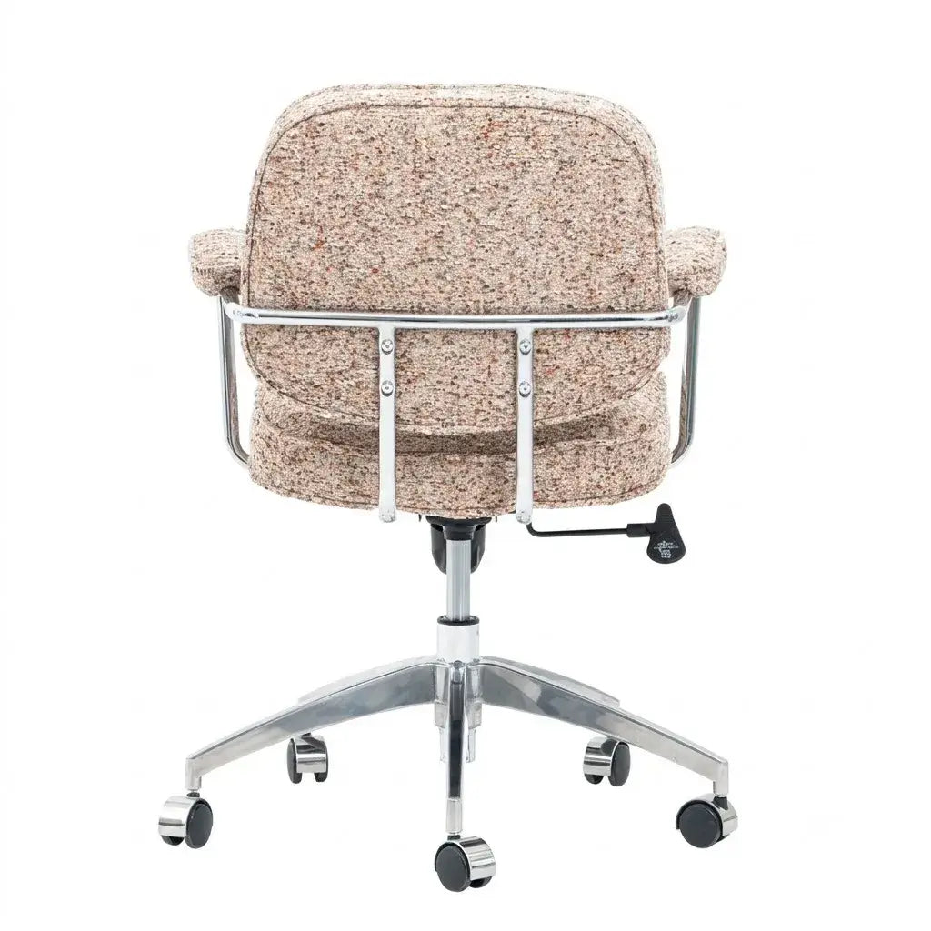 Textured Boucle Office Chair With Polished Aluminum Swivel Base