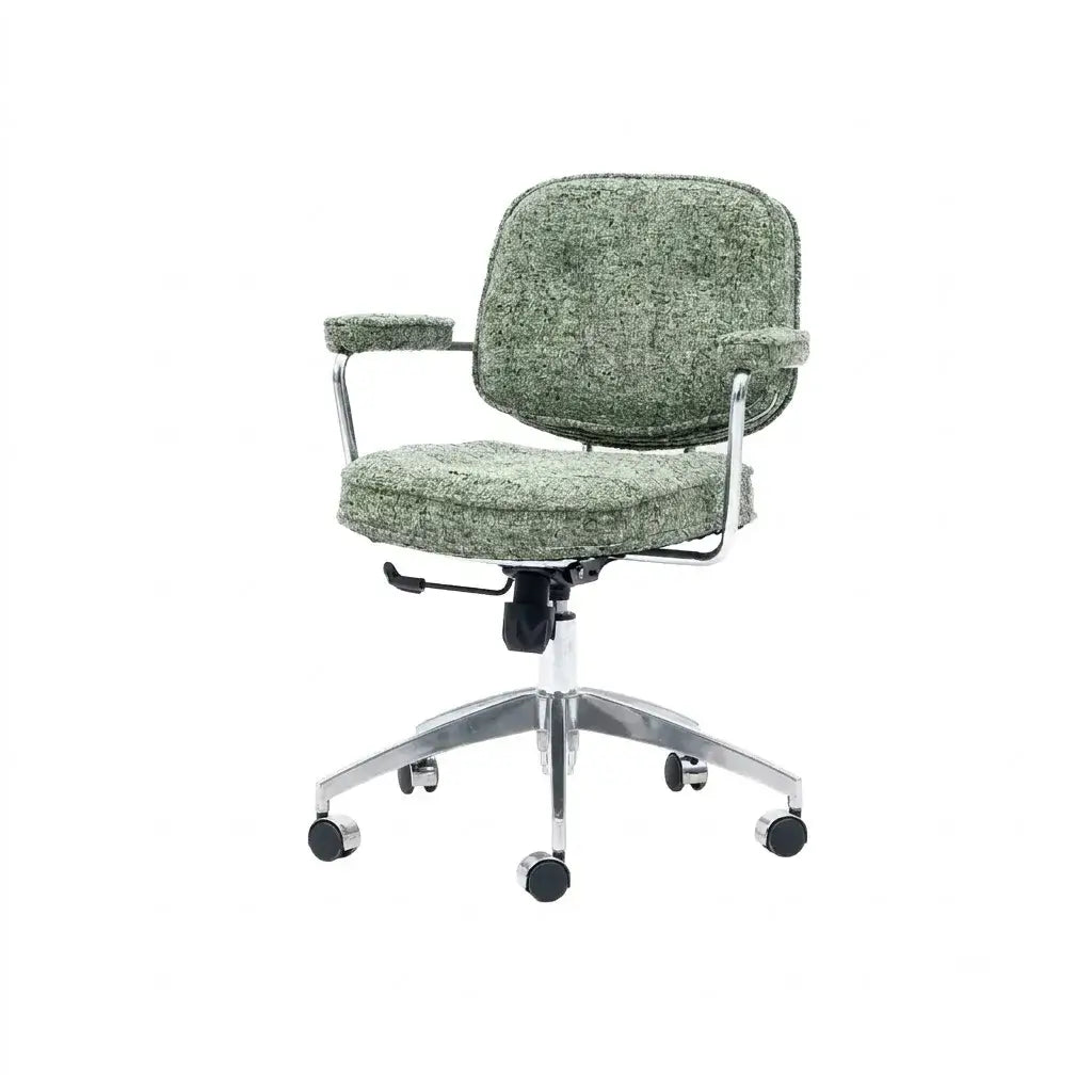 Textured Boucle Office Chair With Polished Aluminum Swivel Base