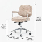 Textured Boucle Office Chair With Polished Aluminum Swivel Base Dimensions