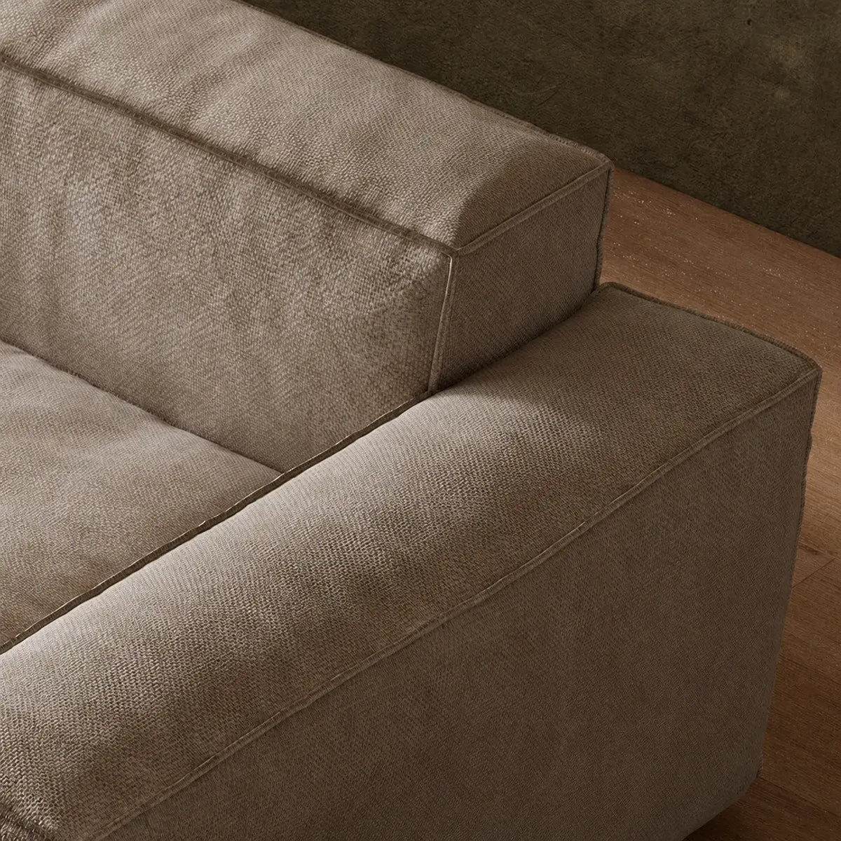 Textured Chenille-Linen Sofa with Block Silhouette and Relaxed Lounge Appeal