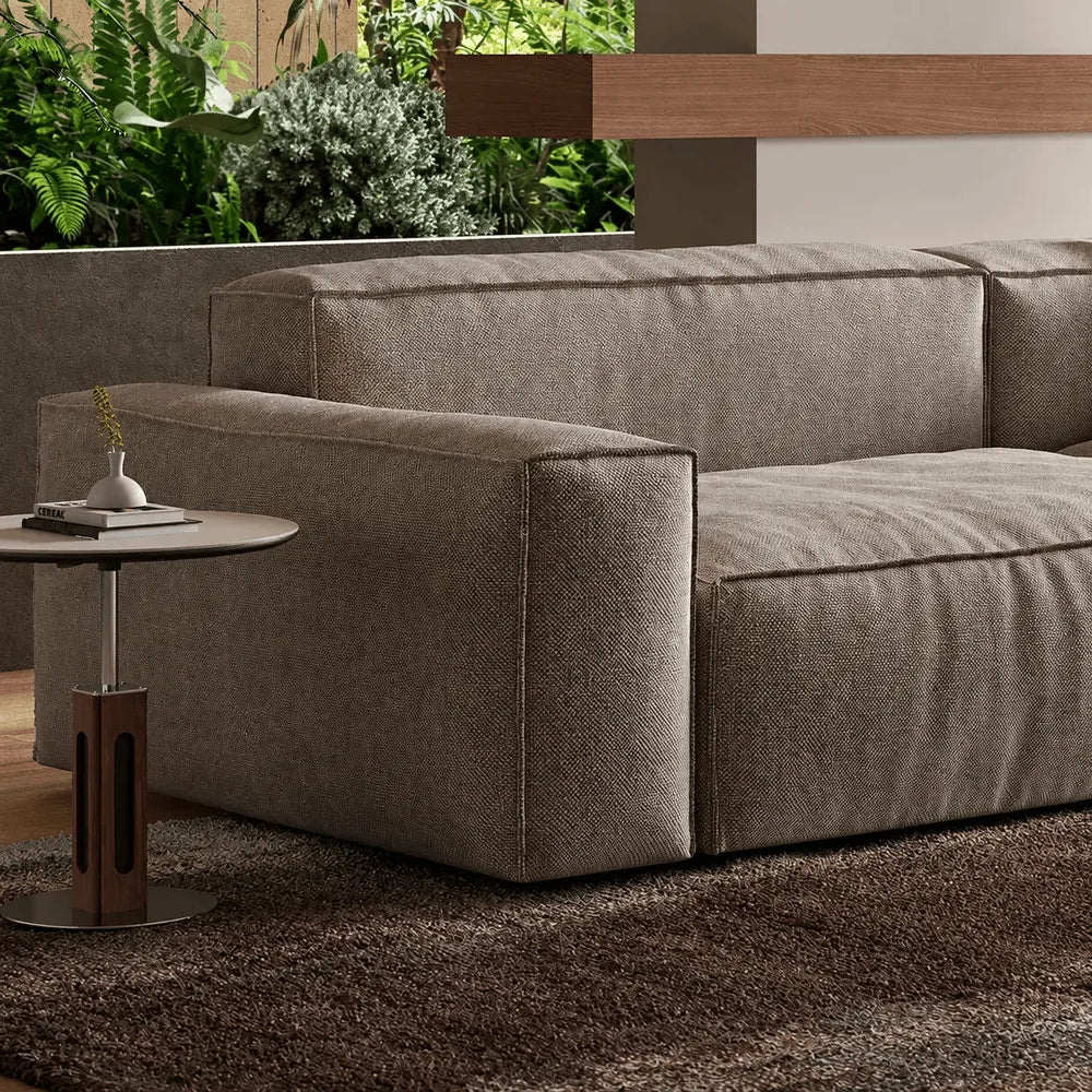 Textured Chenille-Linen Sofa with Block Silhouette and Relaxed Lounge Appeal