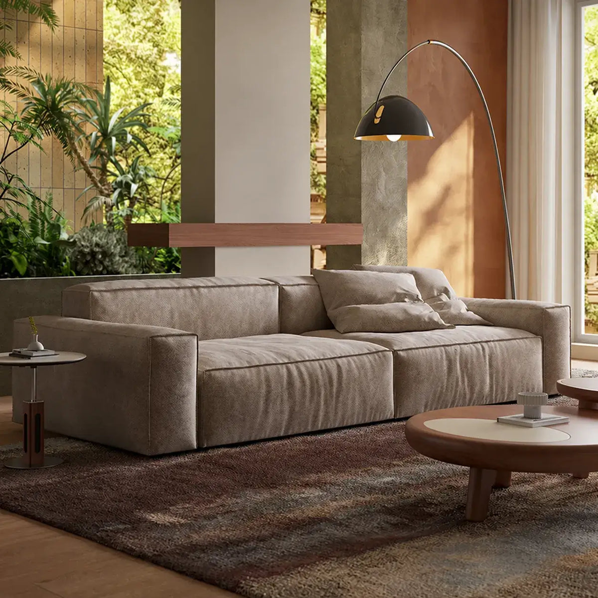 Textured Chenille-Linen Sofa with Block Silhouette and Relaxed Lounge Appeal Main Product Image Main image