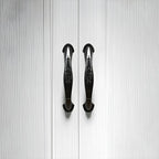 Textured Corner Wardrobe Armoire With Drawers and Hanging Rod