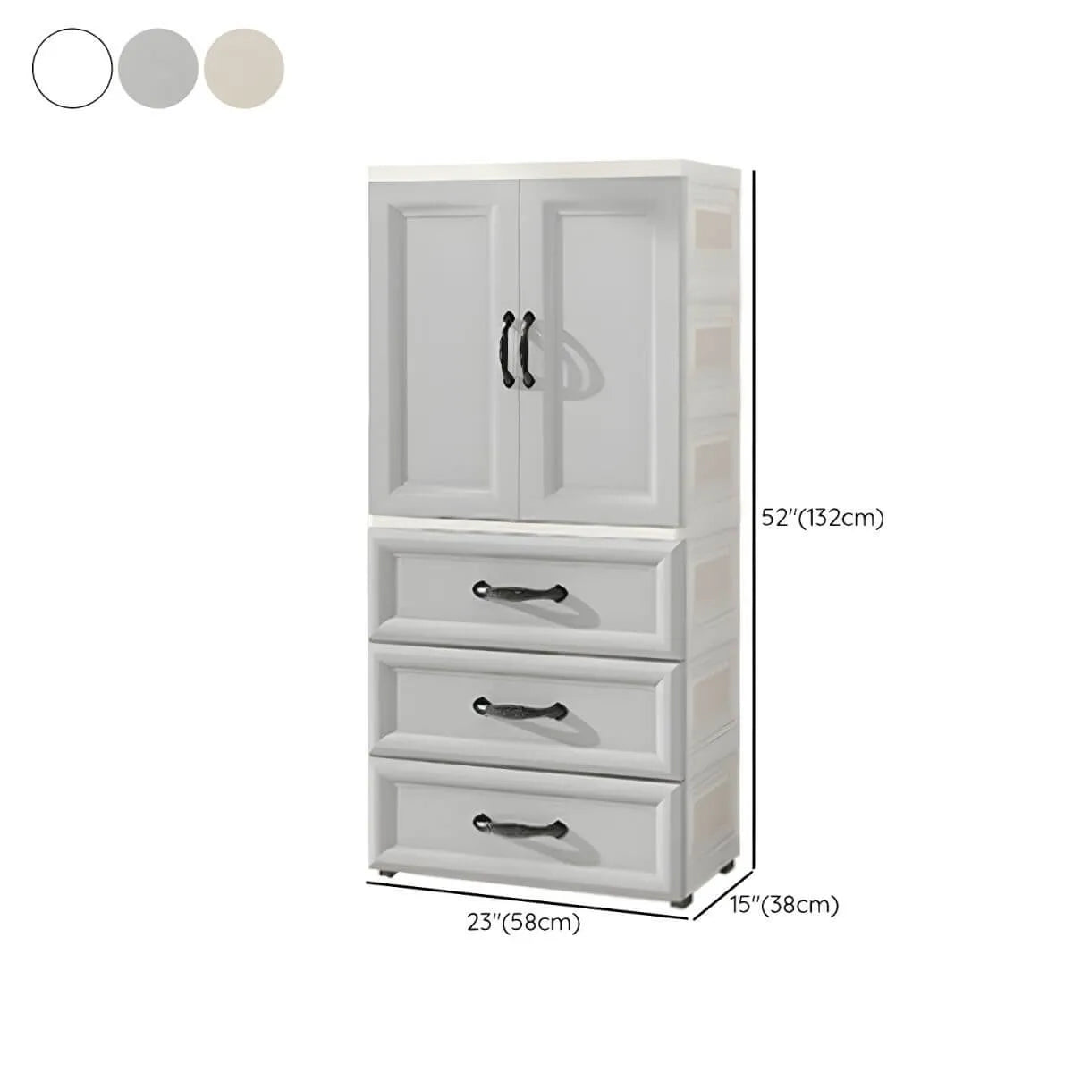 Textured Corner Wardrobe Armoire With Drawers and Hanging Rod Dimensions