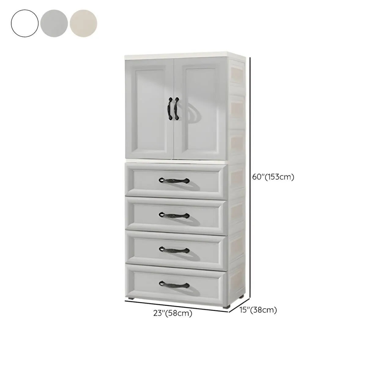 Textured Corner Wardrobe Armoire With Drawers and Hanging Rod Dimensions