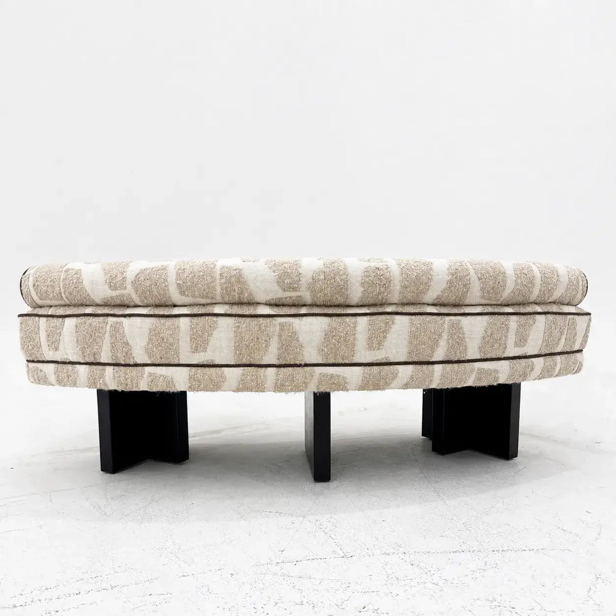 Textured Crescent Bench with Bolster Back, French Retro Sculptural Accent