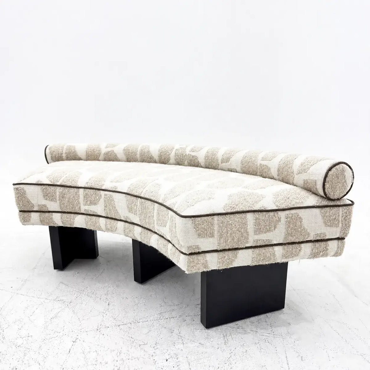 Textured Crescent Bench with Bolster Back, French Retro Sculptural Accent Main Product Image