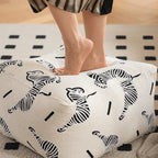 Textured Embroidered Ottoman With Rounded Cube Form for Living Room