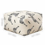 Textured Embroidered Ottoman With Rounded Cube Form for Living Room Dimensions