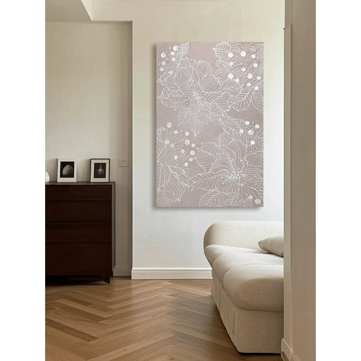 Textured Floral Mother of Pearl Wall Art for Elegant Hallways