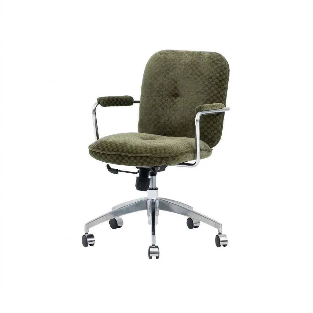 Textured Jacquard Office Chair With Lift Swivel Base and Polished Arms