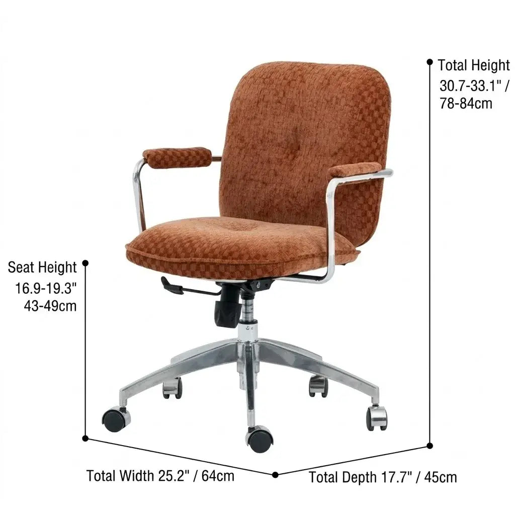 Textured Jacquard Office Chair With Lift Swivel Base and Polished Arms Dimensions