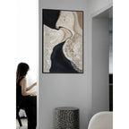 Textured Mother of Pearl Wall Art Diptych With Black Frame