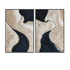 Textured Mother of Pearl Wall Art Diptych With Black Frame
