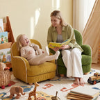 Textured Pudding Accent Chair with Rounded Arms for Cozy Kids Corners