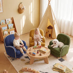 Textured Pudding Accent Chair with Rounded Arms for Cozy Kids Corners