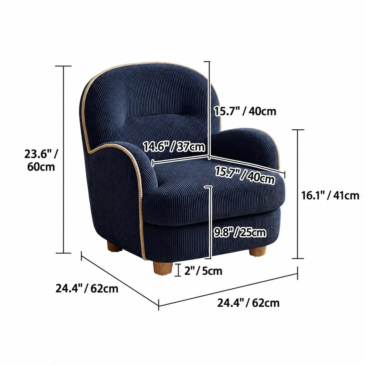 Textured Pudding Accent Chair with Rounded Arms for Cozy Kids Corners Dimensions