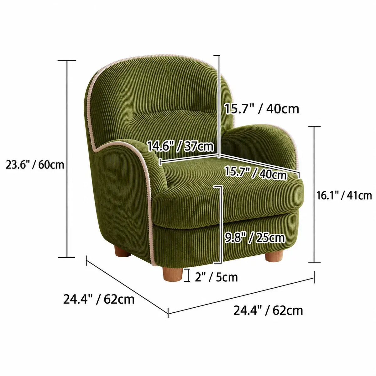 Textured Pudding Accent Chair with Rounded Arms for Cozy Kids Corners Dimensions